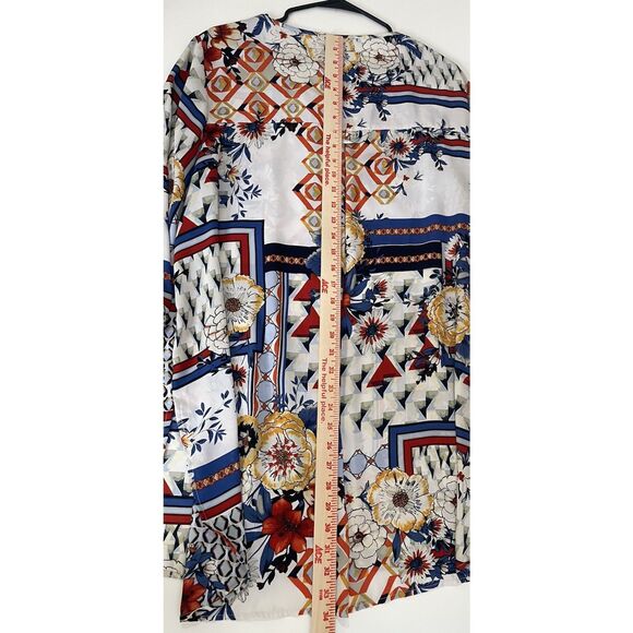 Anthropologie Fig and Flower Women's Tunic Blouse Plus 2X Floral Red Blue White - Picture 6 of 15